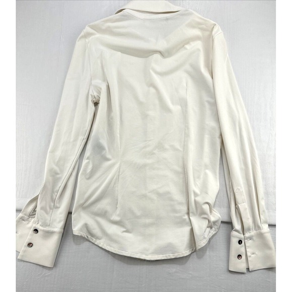 Fisico Christina‎ Ferrari Blouse Women's Small Cream Mother Pearl Buttons Preppy - Picture 2 of 13